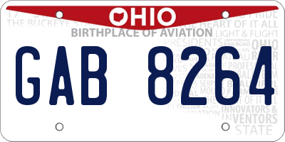 OH license plate GAB8264
