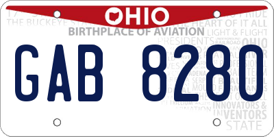OH license plate GAB8280