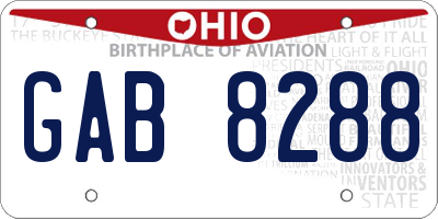 OH license plate GAB8288