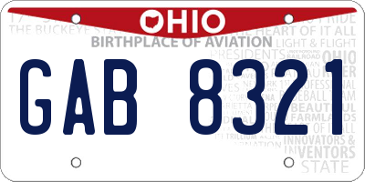 OH license plate GAB8321