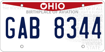 OH license plate GAB8344