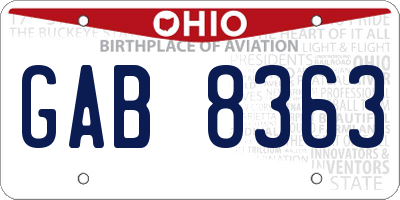 OH license plate GAB8363