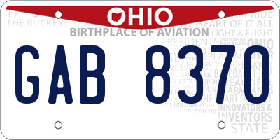 OH license plate GAB8370