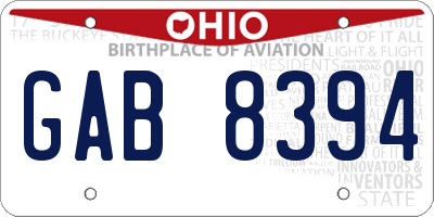 OH license plate GAB8394