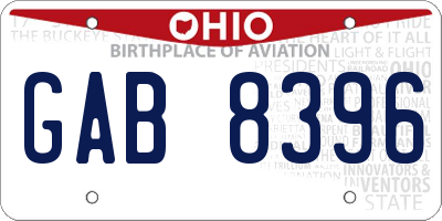 OH license plate GAB8396