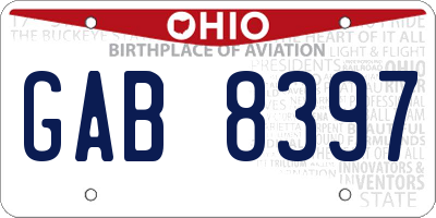 OH license plate GAB8397