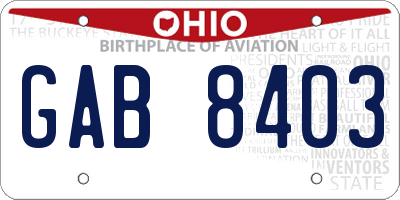 OH license plate GAB8403