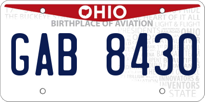 OH license plate GAB8430