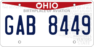 OH license plate GAB8449