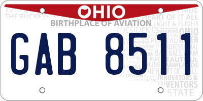 OH license plate GAB8511