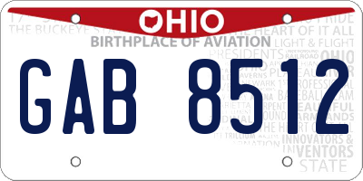 OH license plate GAB8512