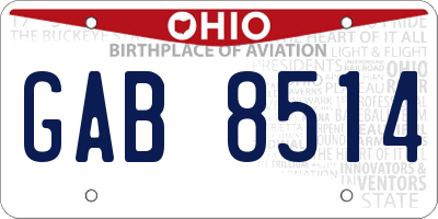 OH license plate GAB8514