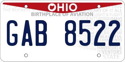 OH license plate GAB8522