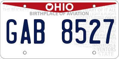 OH license plate GAB8527
