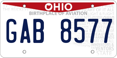 OH license plate GAB8577