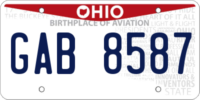 OH license plate GAB8587