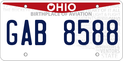 OH license plate GAB8588
