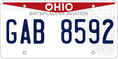 OH license plate GAB8592