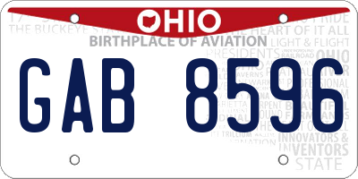 OH license plate GAB8596