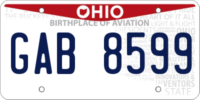 OH license plate GAB8599