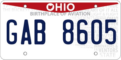 OH license plate GAB8605