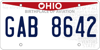 OH license plate GAB8642