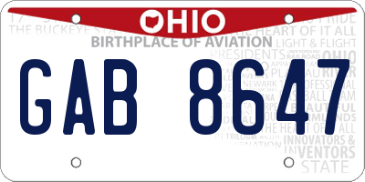 OH license plate GAB8647