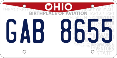 OH license plate GAB8655