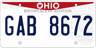 OH license plate GAB8672
