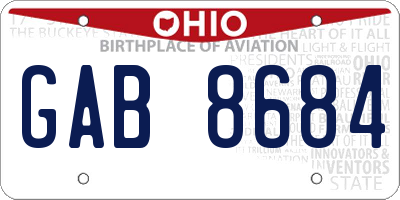 OH license plate GAB8684