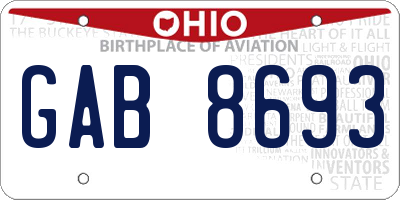 OH license plate GAB8693