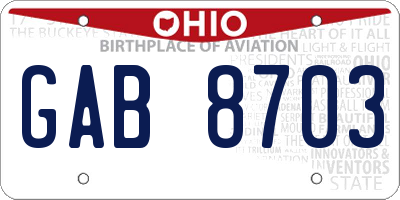 OH license plate GAB8703