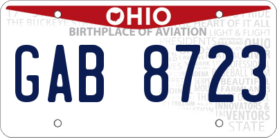 OH license plate GAB8723