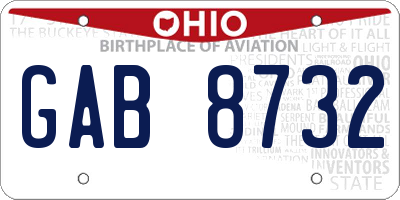OH license plate GAB8732