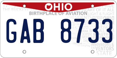 OH license plate GAB8733