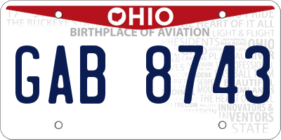 OH license plate GAB8743
