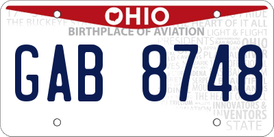 OH license plate GAB8748
