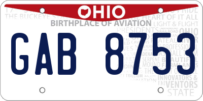 OH license plate GAB8753