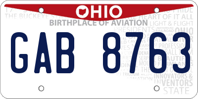 OH license plate GAB8763