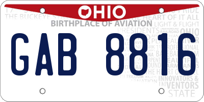 OH license plate GAB8816