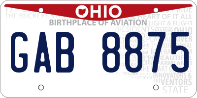 OH license plate GAB8875