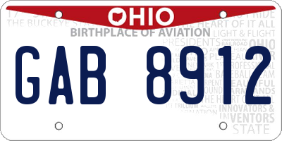 OH license plate GAB8912