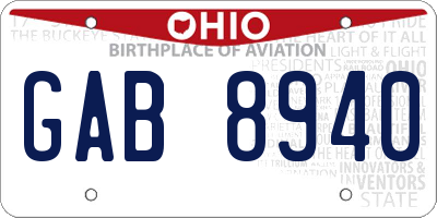 OH license plate GAB8940