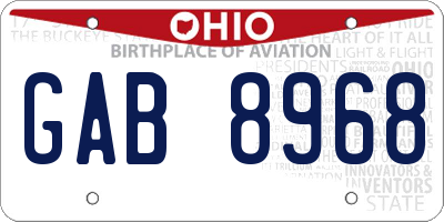 OH license plate GAB8968