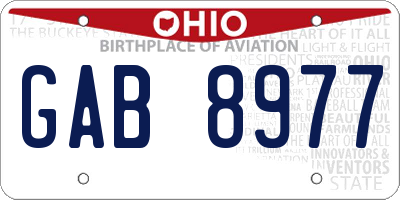 OH license plate GAB8977