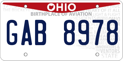 OH license plate GAB8978