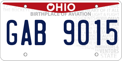 OH license plate GAB9015