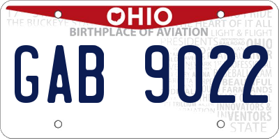 OH license plate GAB9022