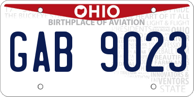 OH license plate GAB9023