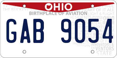 OH license plate GAB9054